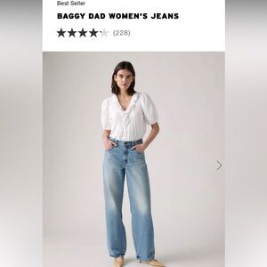 Levi's Premium Baggy Dad Light Blue Relaxed Fit Wide Leg Womens Jeans